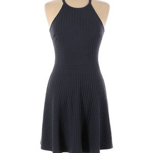 Alya Halter Fit & Flare Slate Blue Ribbed Dress Size M
